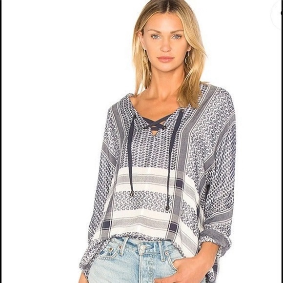 Rails Lily Lace Front Pullover Tie Neck Top XS - Picture 2 of 10